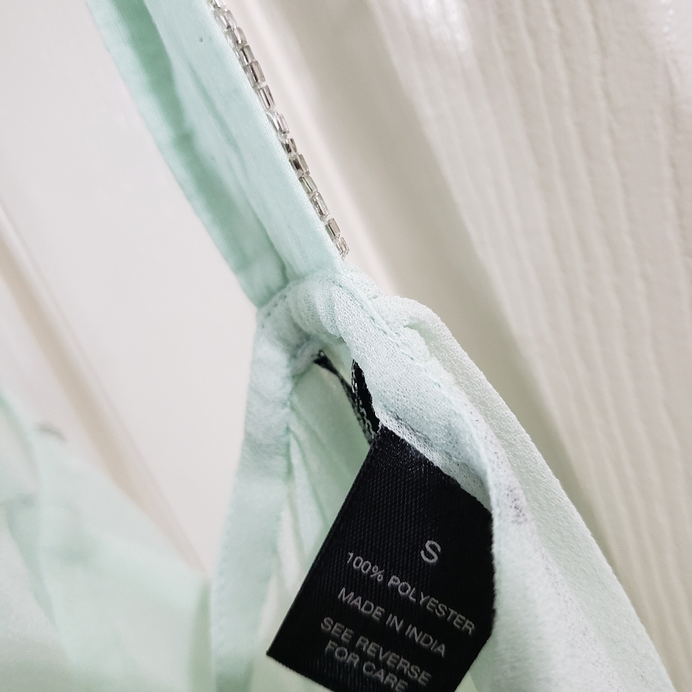 Buckle Beaded sheer light green top ON SALE 11pm - Picture 3 of 4